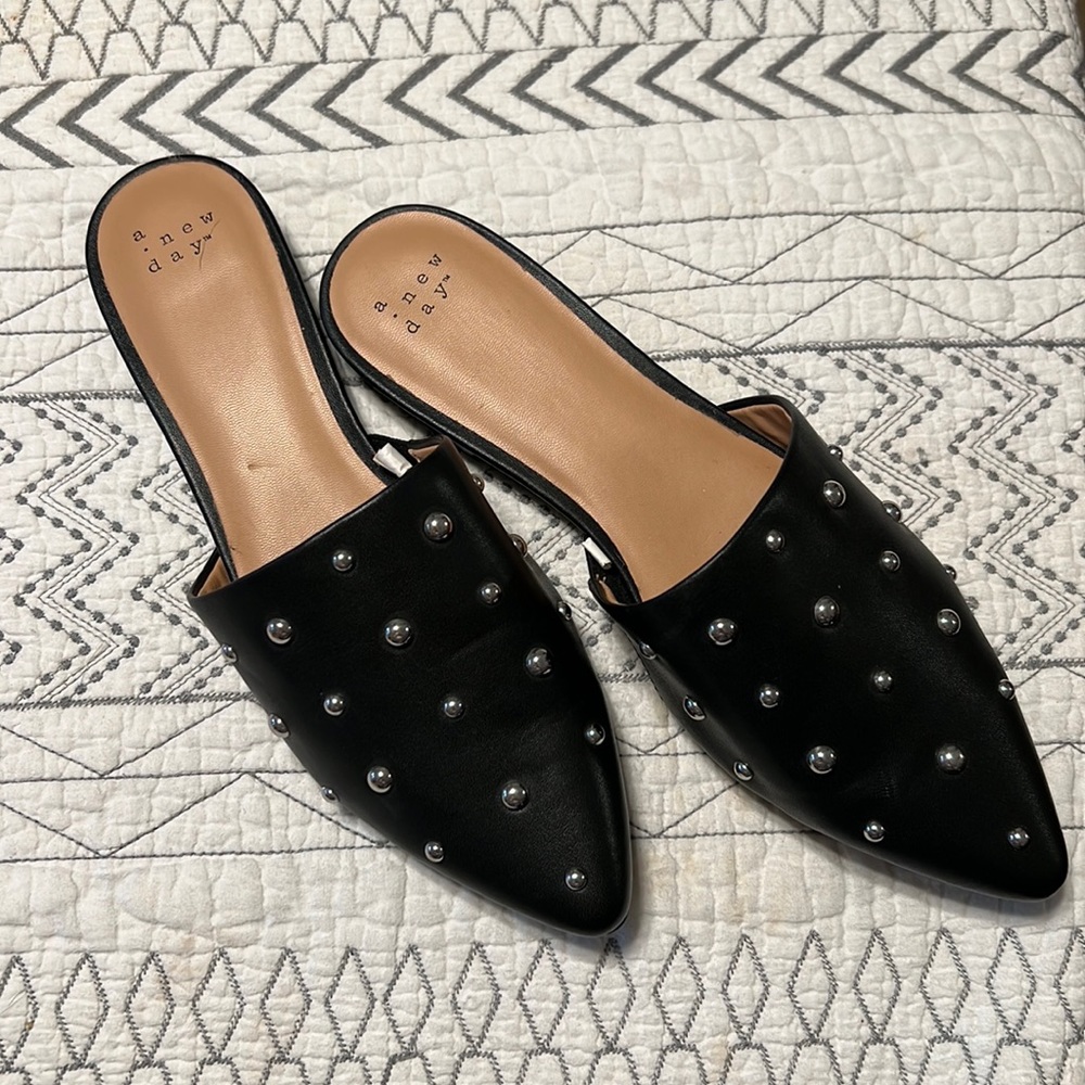 A new day black studded mules